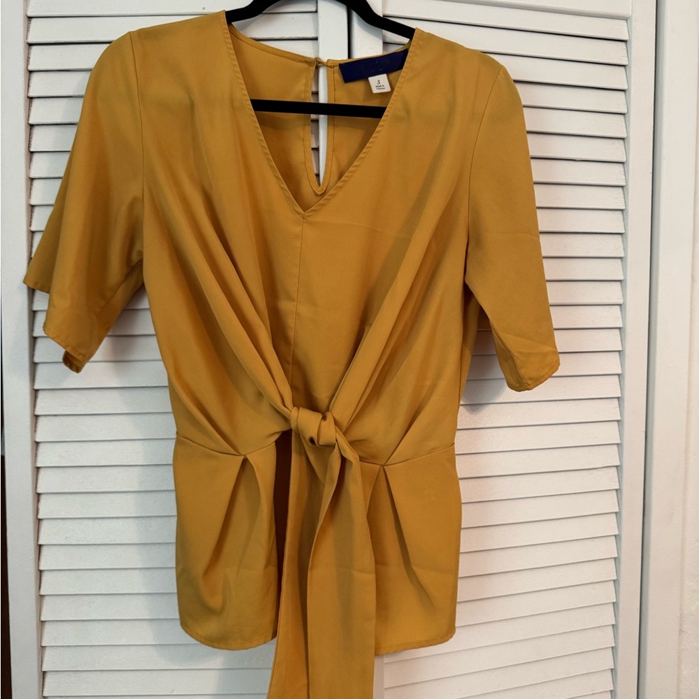 Mustard Yellow Tie Front Top